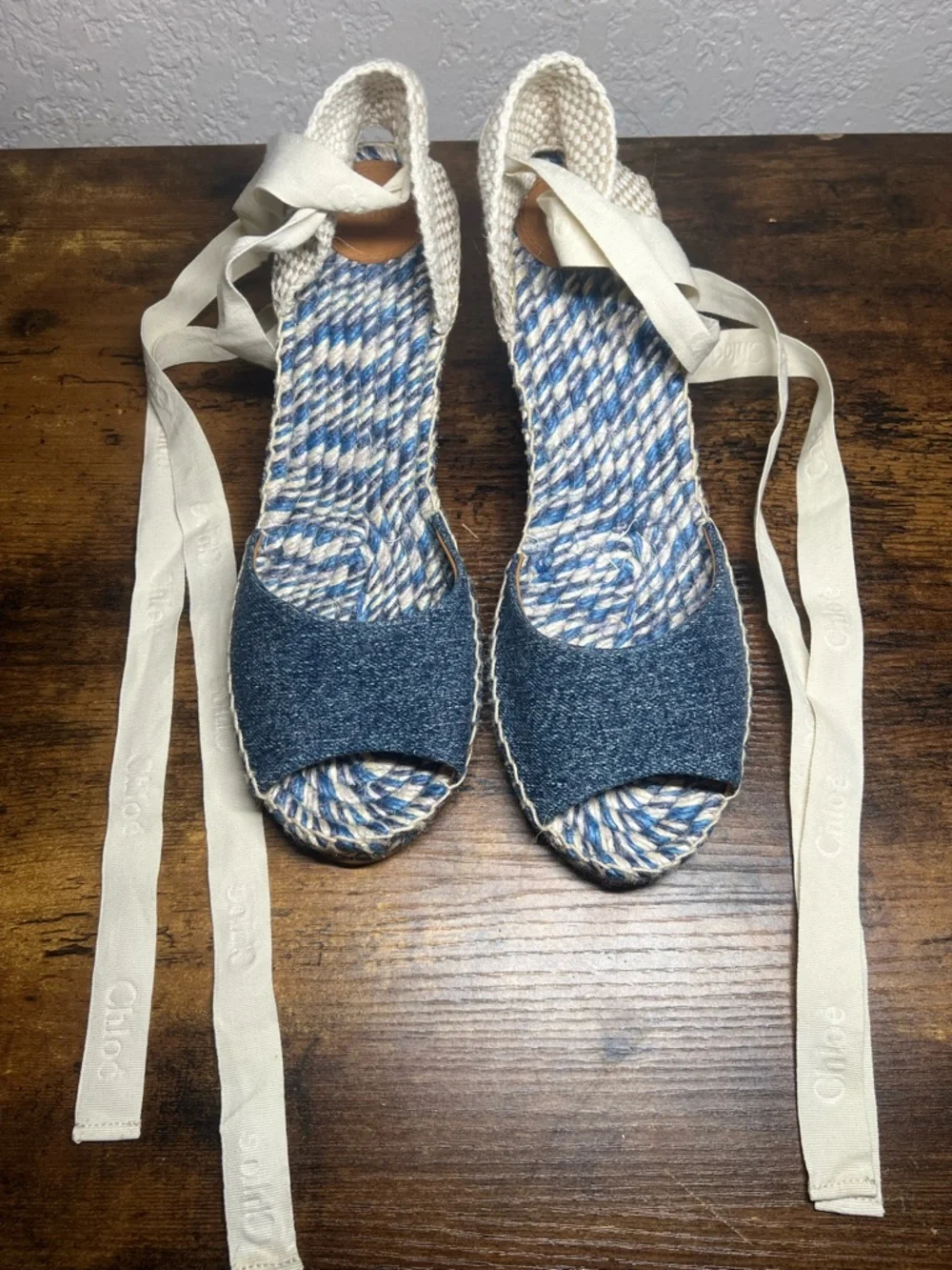 Chloe - Piia denim espadrille wedges - Picture 7 of 10
